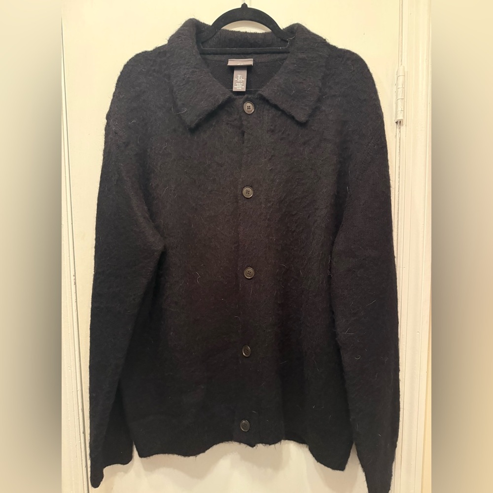 Black brushed Button-Up Cardigan